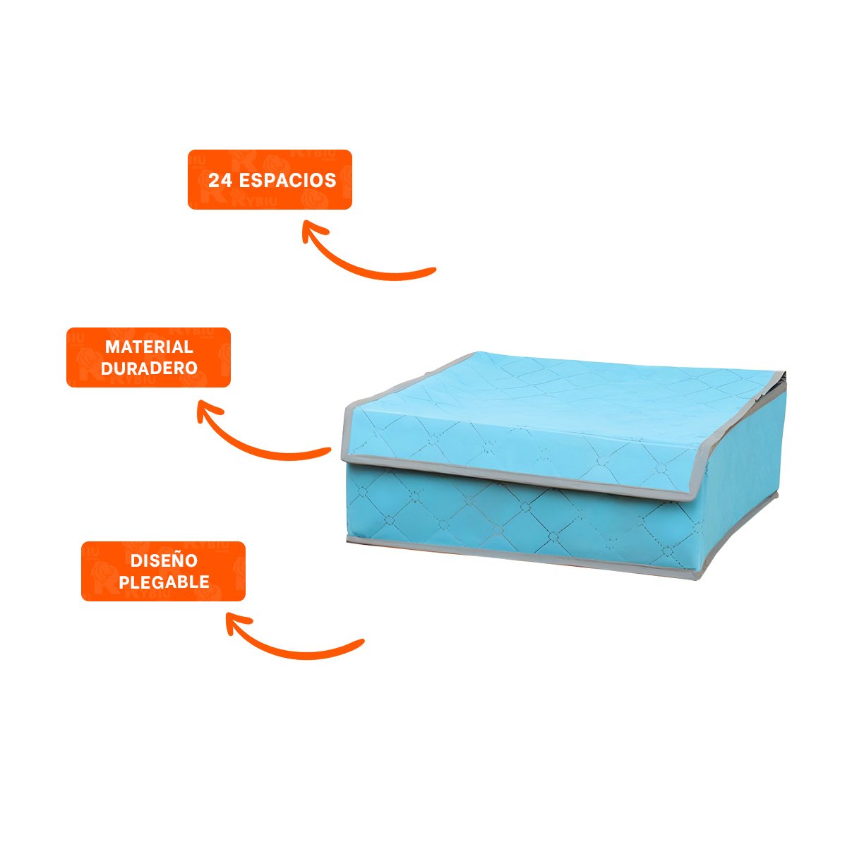 CAJA ORGANIZADORA PARA ROPA INTERIOR 24 DIVISIONES CON TAPA CELESTE PRO - 3