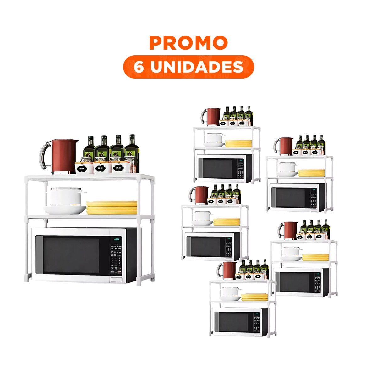 PACK6 RACK MULTIUSO 2 NIVELES BLANCO PRACTICO PARA ORDENAR UTENSILIOS - 1
