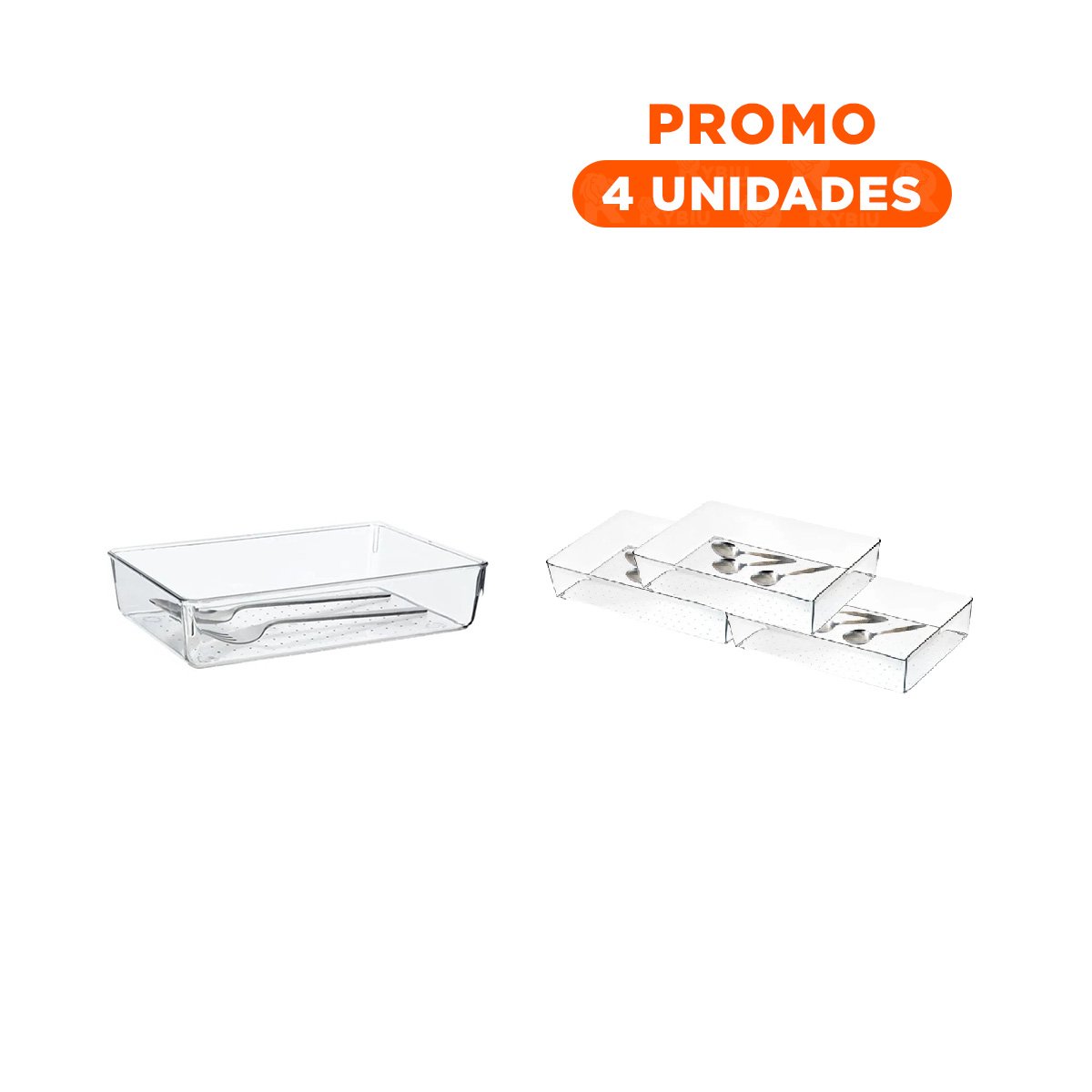 PACK4 CAJA RECTANGULAR ACRILICA TRANSPARENTE PARA COCINA Y CASA Y+REGALO STICKER - 1