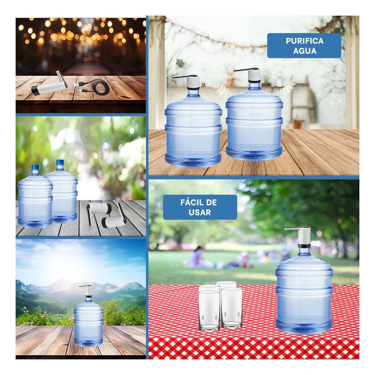 EXPENDEDOR DE AGUA ELECTRICO RECARGABLE BLANCO PARA BOTELLON EN CASA Y+LIGAS REGALO - 5