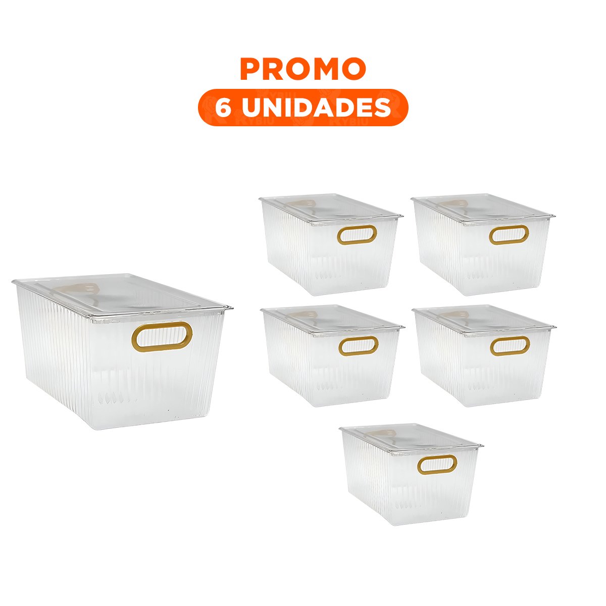 PACK6 REPOSERA TRANSPARENTE DE ACRILICO RECTANGULAR CON TAPA Y ASAS DORADAS PARA MESA - 1