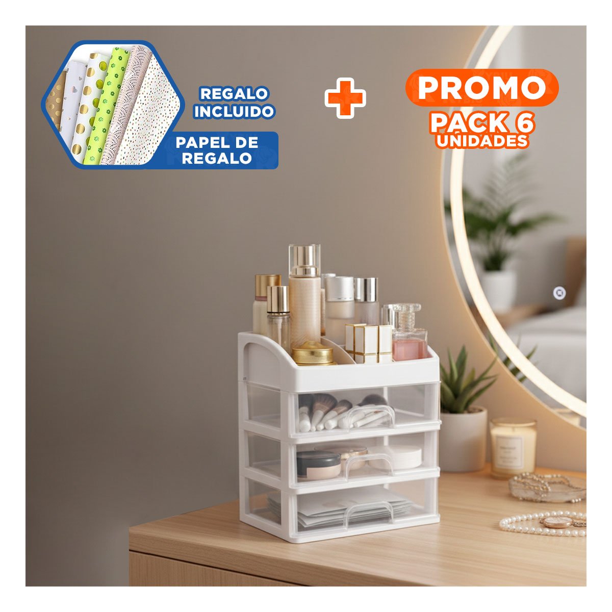 PACK6 ESTRUCTURA BLANCA PARA ORDEN CONSTANTE EN ESCRITORIO YPAPEL REGALO - 1