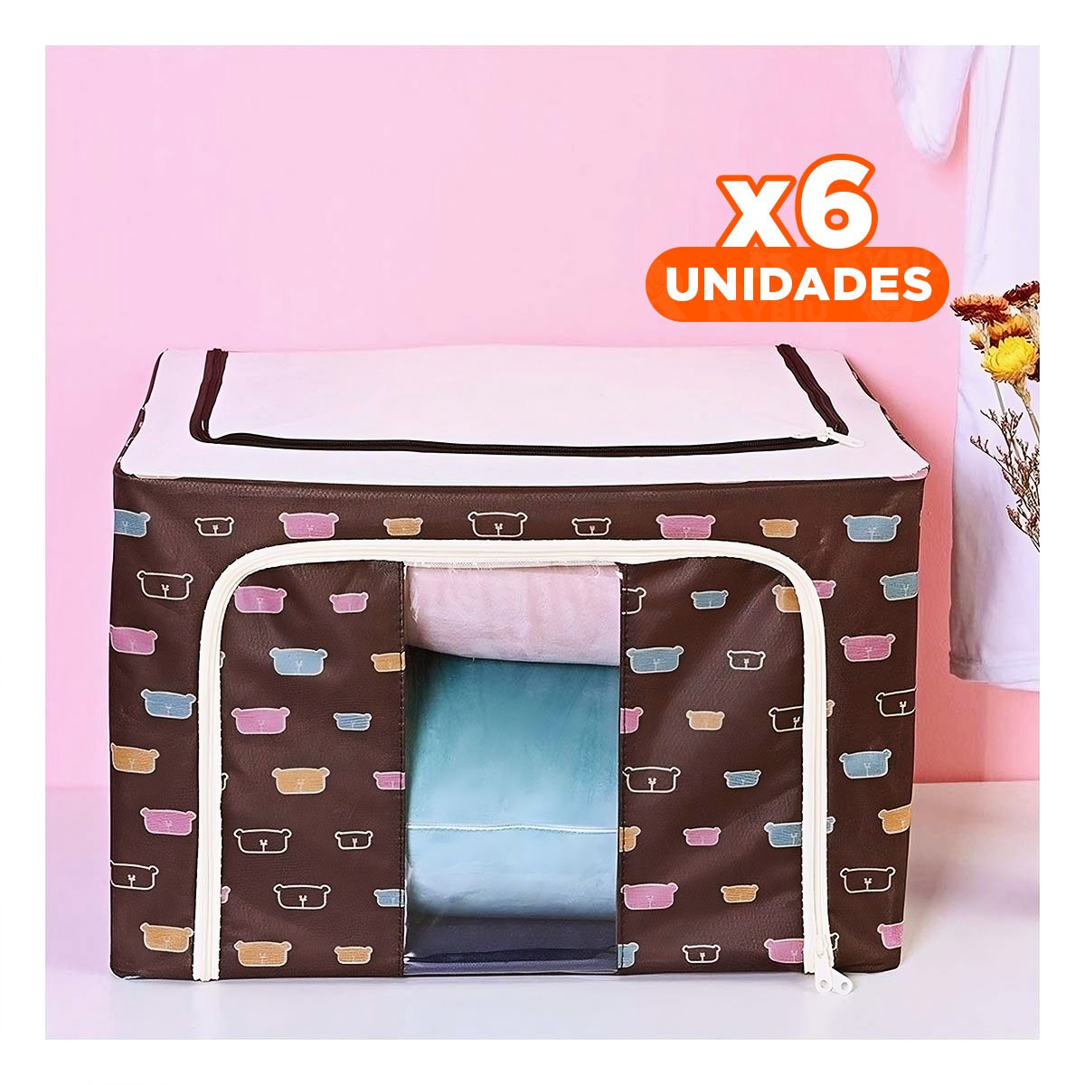 PACK6 MODULO DECORATIVO PLEGABLE PARA DORMITORIO CON ESTAMPA OSOS Y ORDEN Y+REGALO STICKER - 1