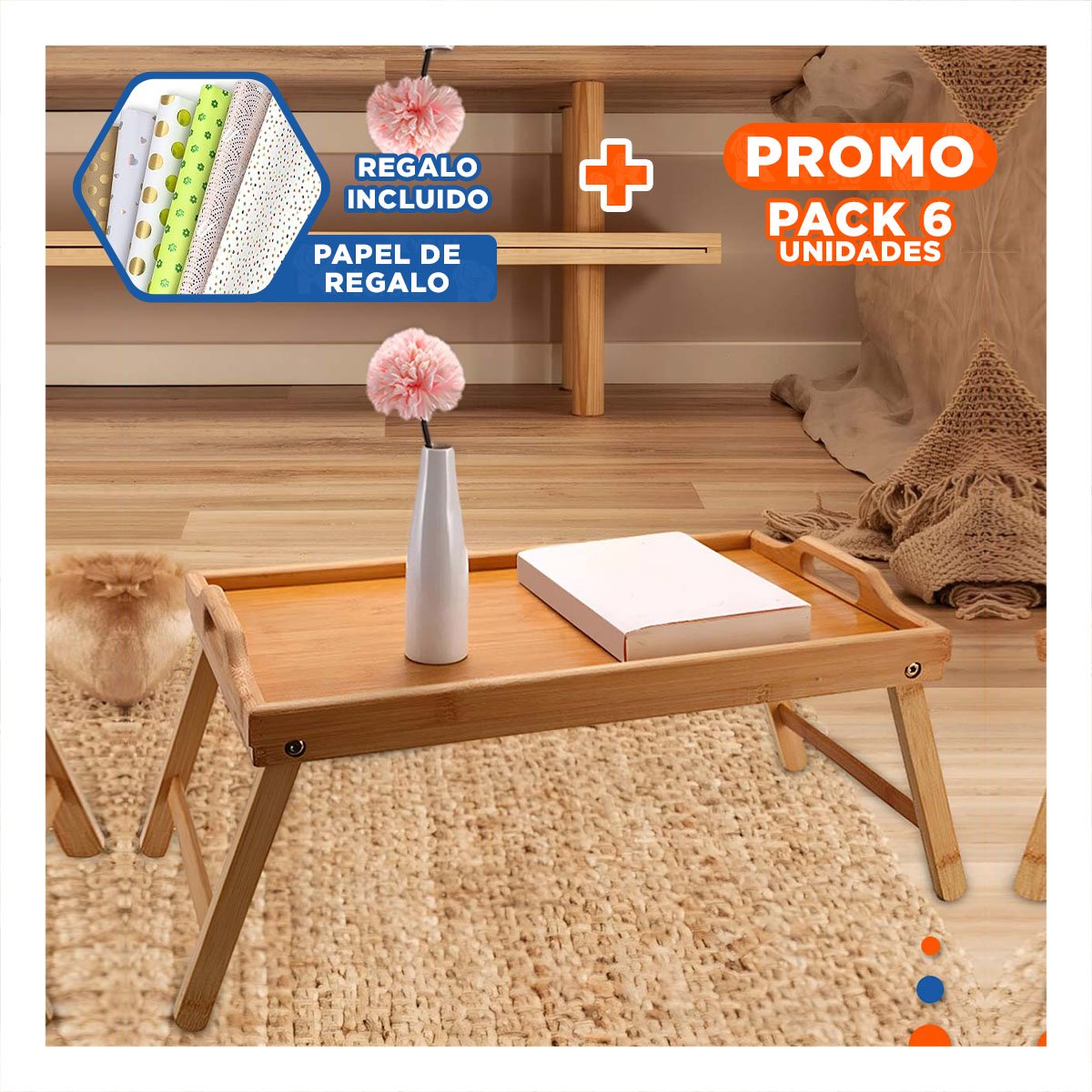 PACK6 COMPLEMENTO COMPACTO PLEGABLE PARA CASA EN COLOR MOSTAZA MODERNO YPAPEL REGALO - 1