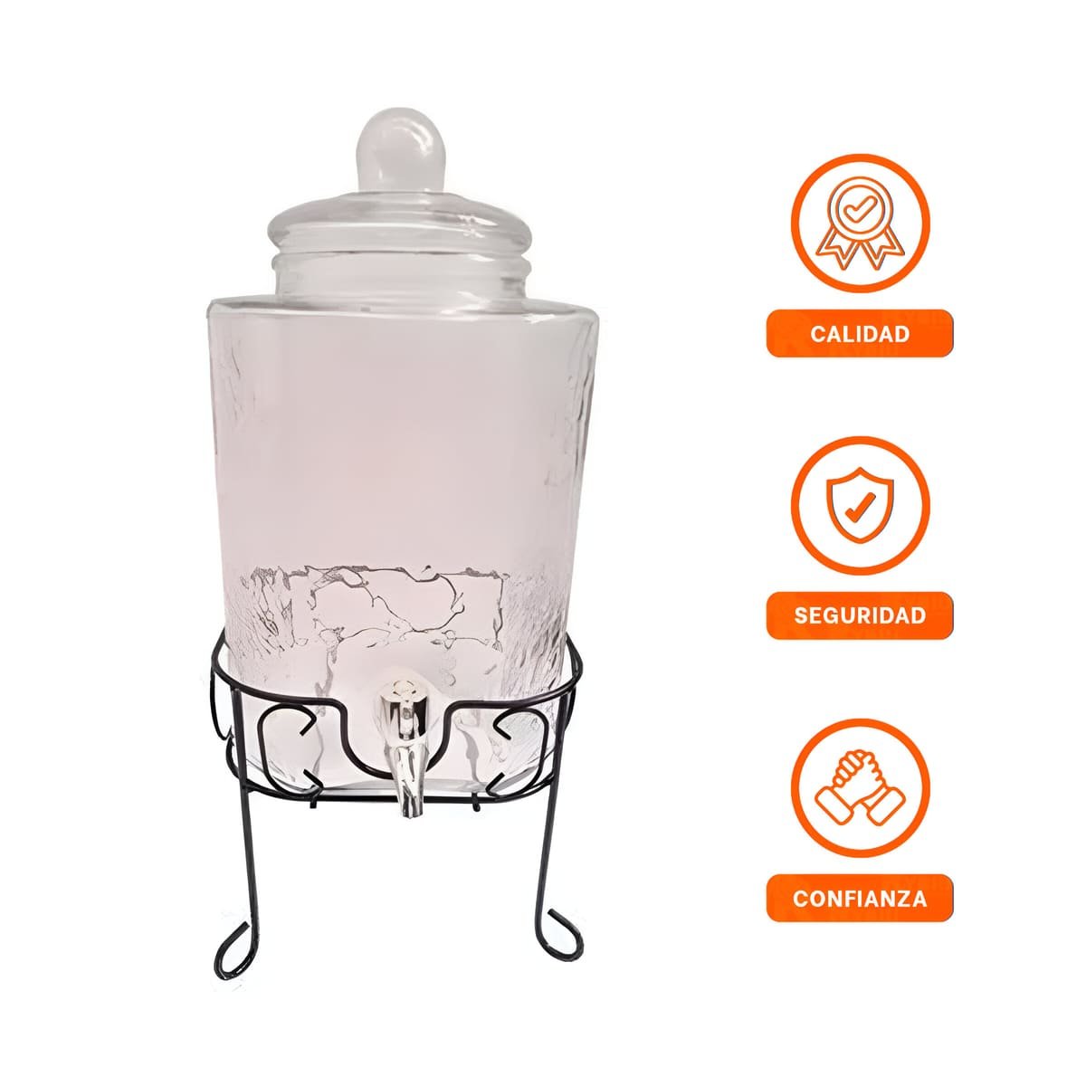 EQUIPO DE BEBIDA TRANSPARENTE 6L CON BASE METALICA PARA USO DOMESTICO - 3