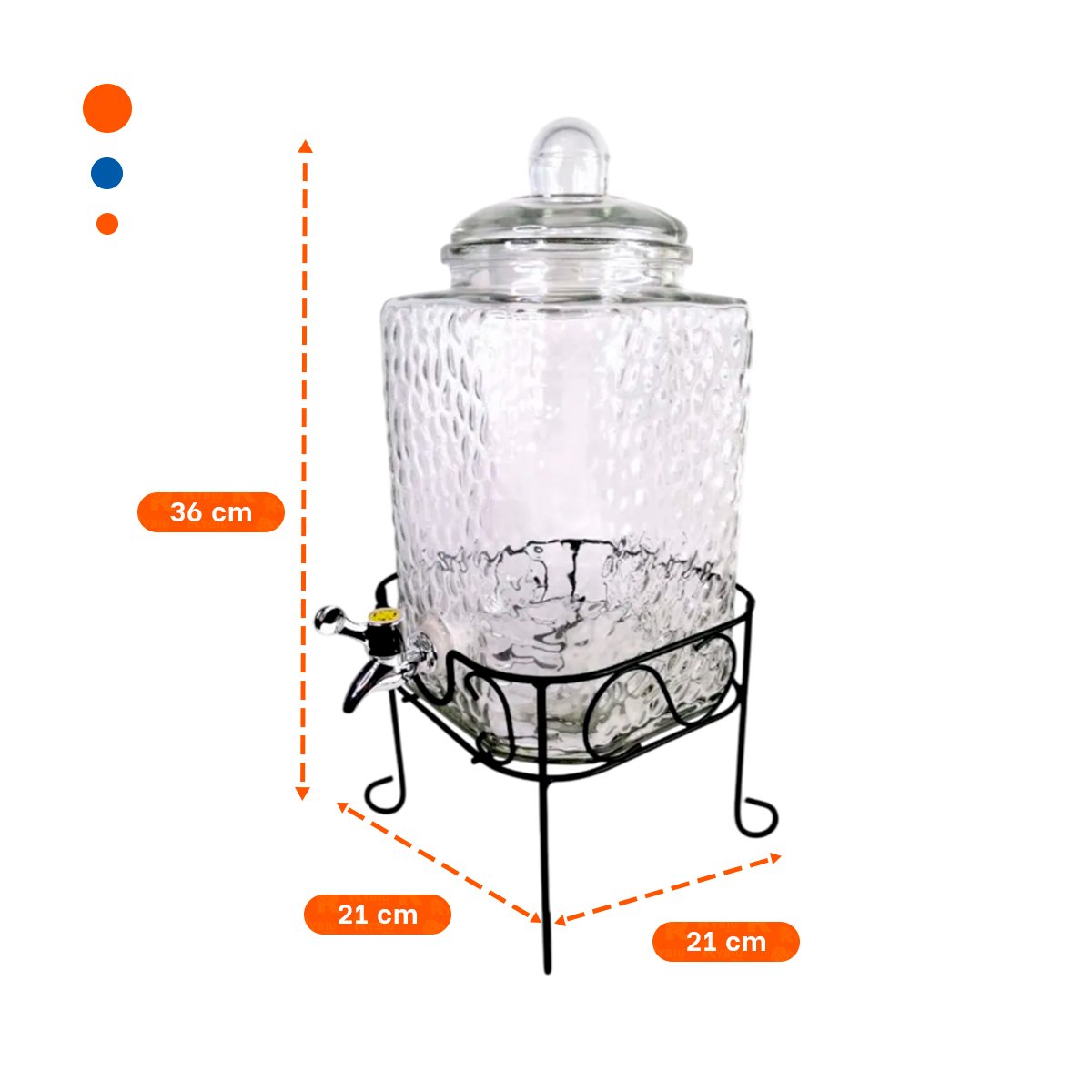 EQUIPO DE BEBIDA TRANSPARENTE 6L CON BASE METALICA PARA USO DOMESTICO - 4