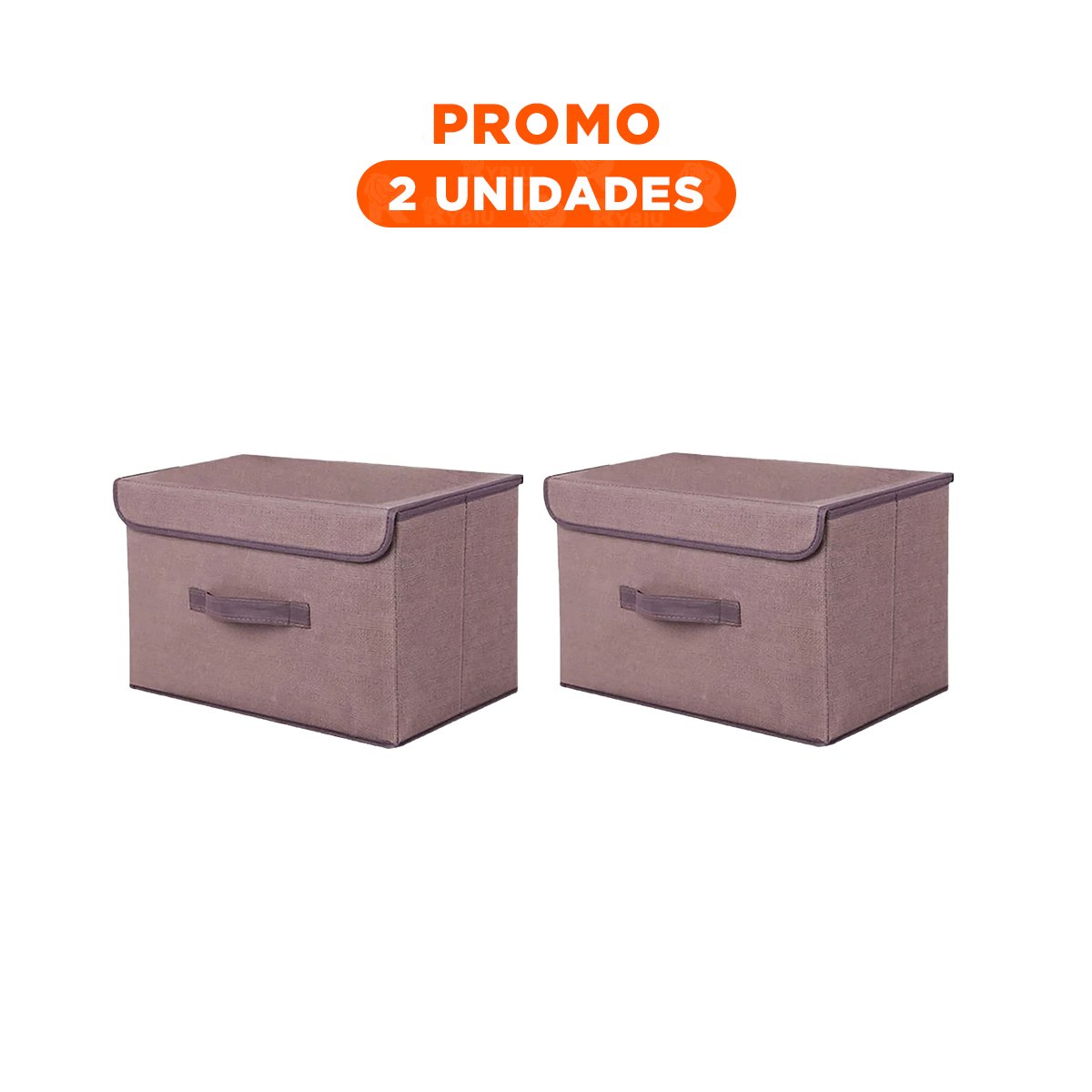 PACK2 CUBO PARA GUARDAR DE TELA 25X19X16CM MARRON CON BORDE MARRON FACIL DE USAR - 1
