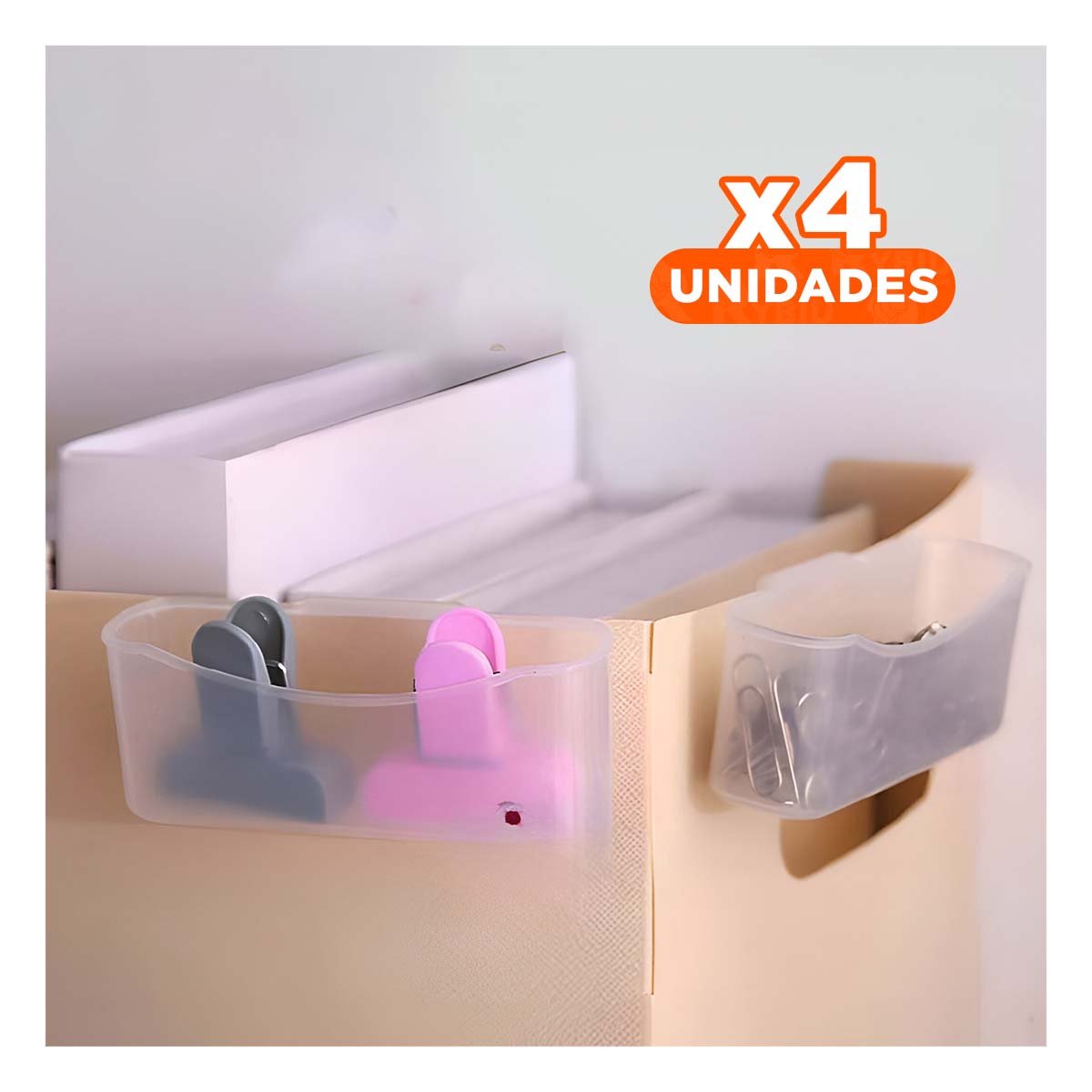PACK4 CAJA TRANSPARENTE DE ALMACENAMIENTO PARA ESCRITORIO Y REFRIGERADORA SET DE 4 - 1