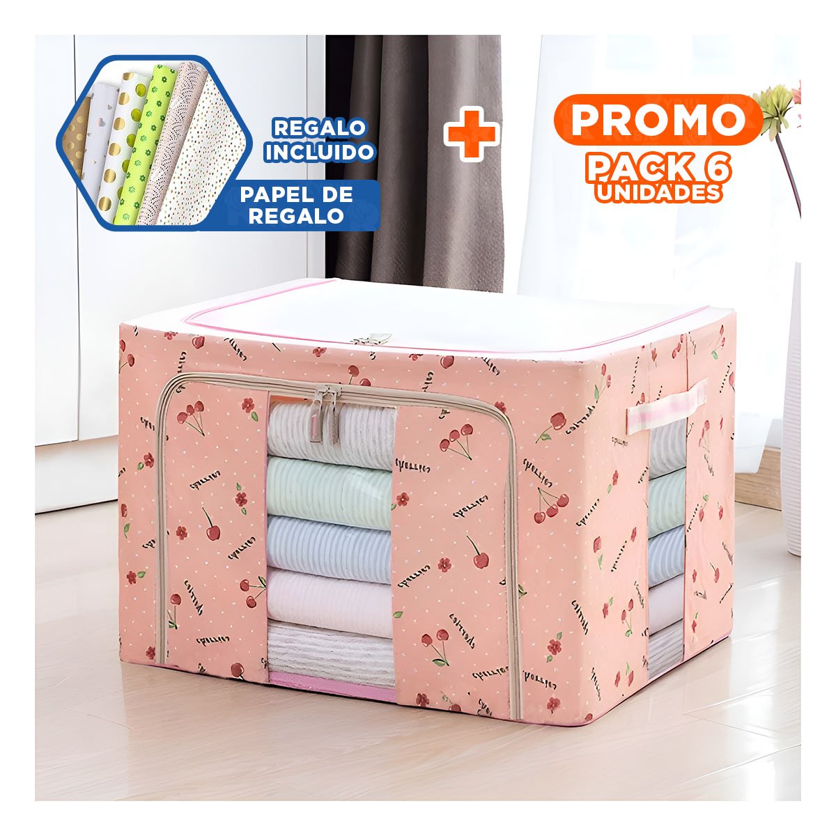 PACK6 ALMACENAJE ORGANIZATIVO PLEGABLE PARA CASA CON USO FUNCIONAL Y VISUAL YPAPEL REGALO - 1