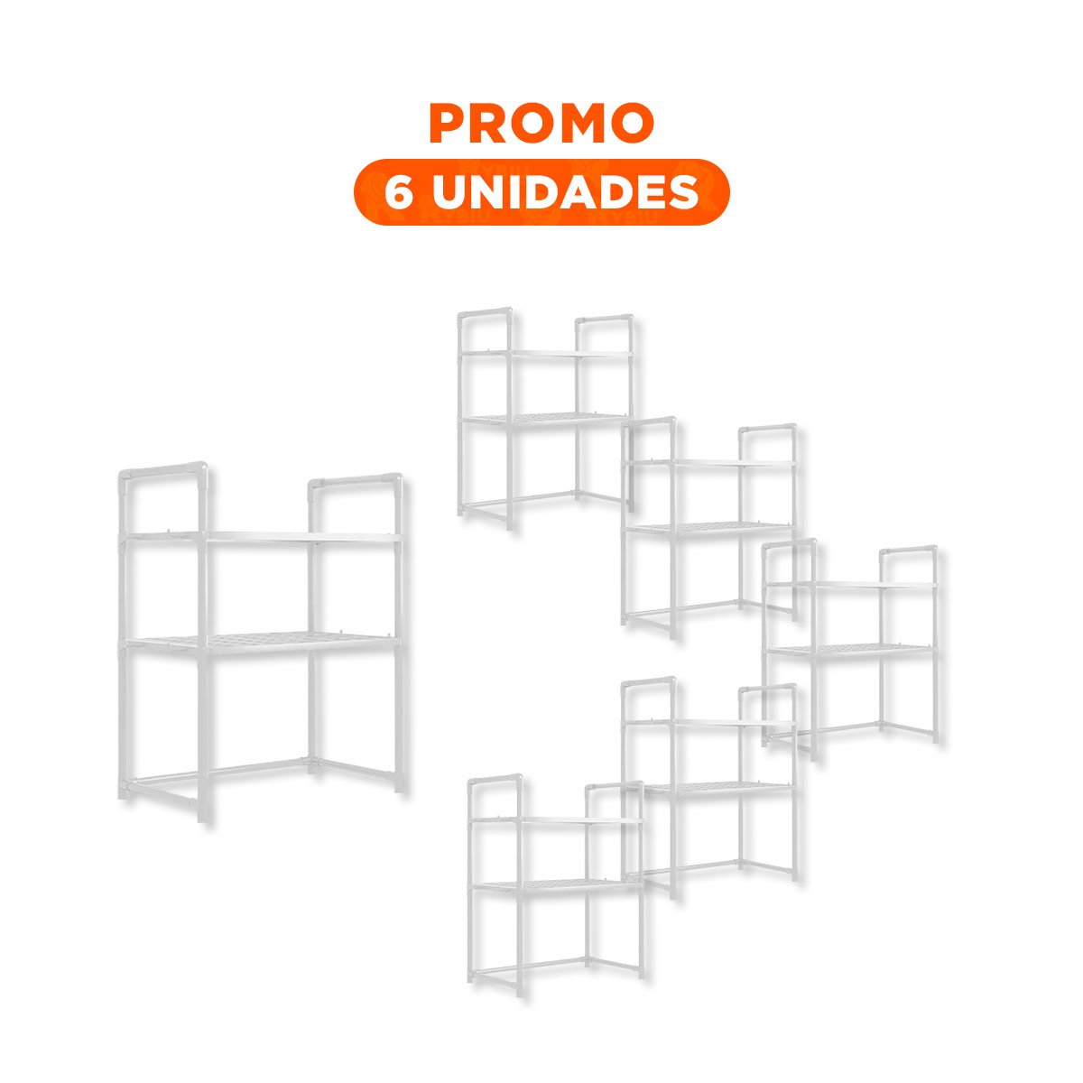 PACK6 ESTANTE PARA MICROONDAS DE 2 NIVELES CON ASAS BLANCO HOGAR MODERNO - 1