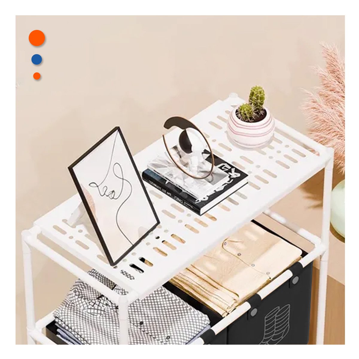 PACK6 SOPORTE ROPA SUCIA 3 NIVELES DISENO FUNCIONAL CON 3 CESTOS NEGRO BLANCO - 3