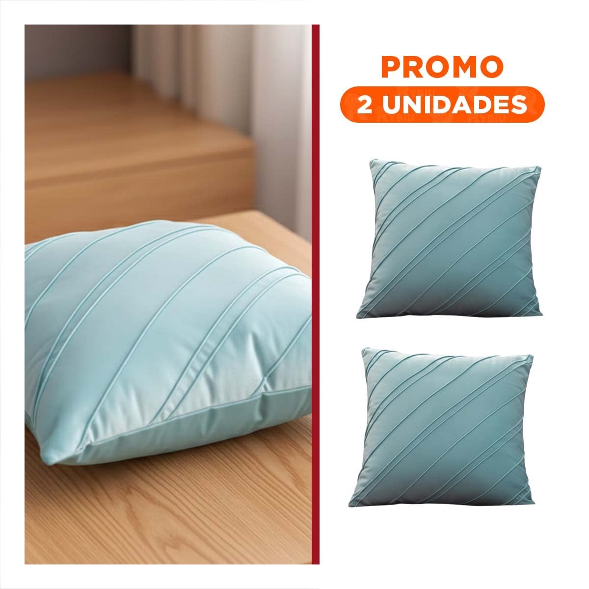 PACK2 FUNDA DE TERCIOPELO CELESTE CLARO QUE INTEGRA RAYAS DIAGONALES CON PRESENCIA - 1
