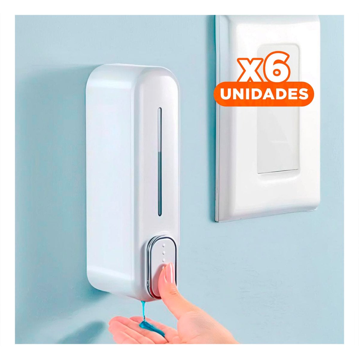 PACK6 FRASCO DE JABON MANUAL 300ML RECARGABLE PRACTICO BLANCO Y+REGALO STICKER - 1