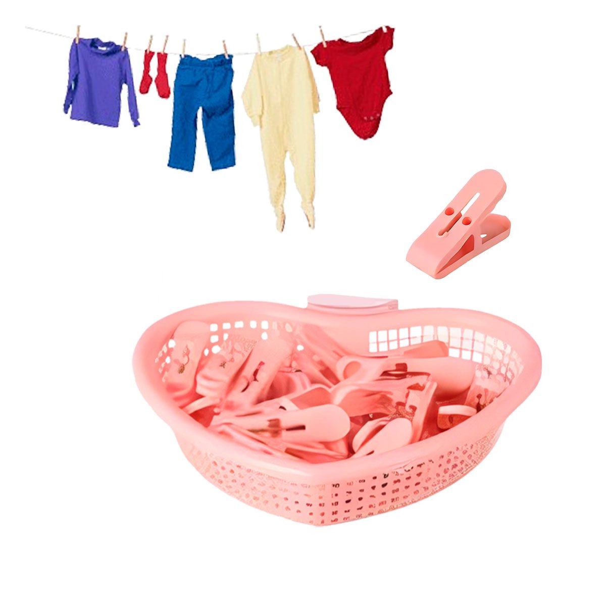 PACK6 ORGANIZADOR INNOVADOR ROSADO CLARO EN FORMA DE CORAZON PARA GANCHOS YREGALO STICKER - 2