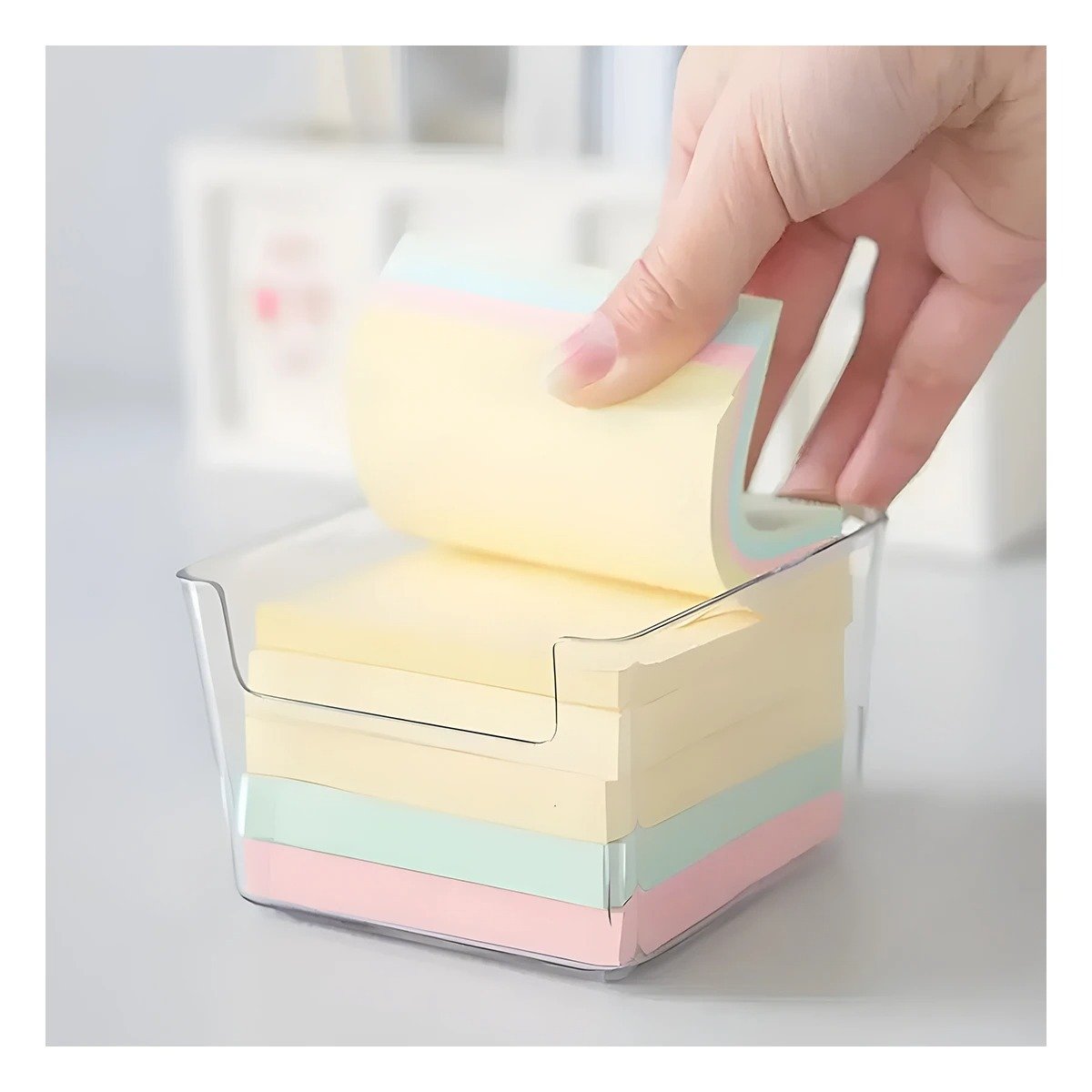 PACK4 CONTENEDOR CUADRADO ACRILICO TRANSPARENTE PARA ESCRITORIO Y HOGAR Y+PAPEL REGALO - 2