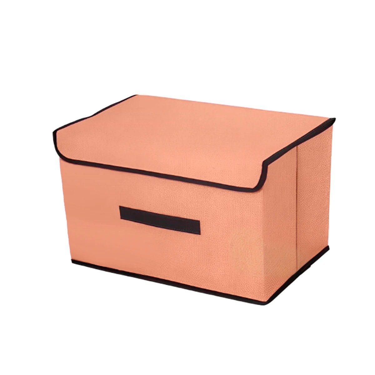 ORGANIZADOR RESISTENTE DE TELA 36X24X23CM MOSTAZA CON BORDE MARRON PARA GUARDAR YPAPEL REGALO - 1