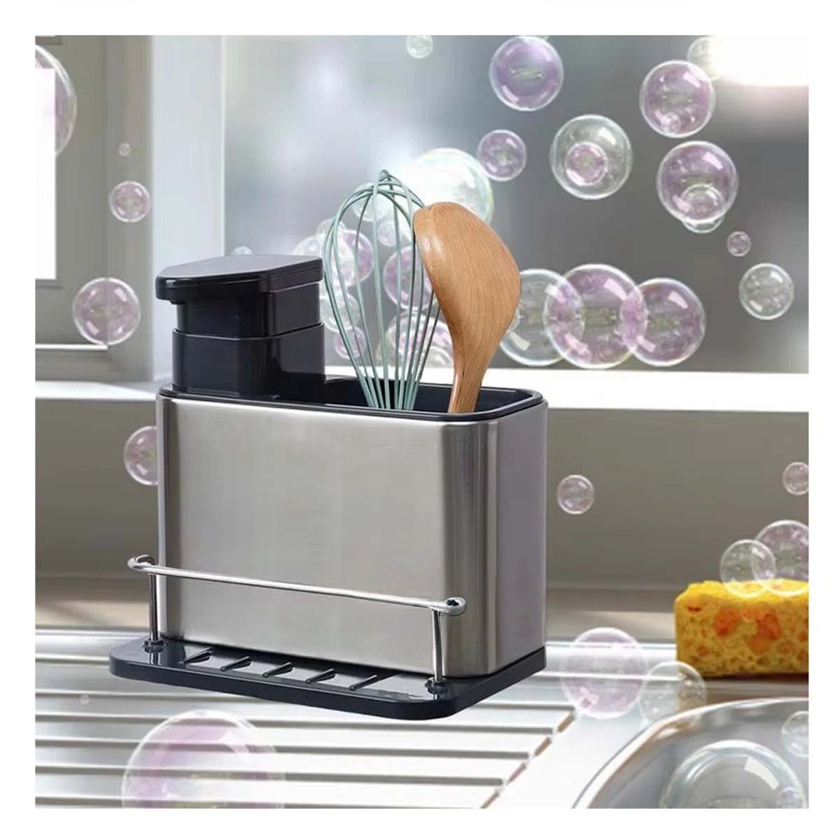 PACK6 BASE DE JABON LIQUIDO 3 EN 1 CON ORGANIZADOR PLATEADO Y+REGALO STICKER - 5