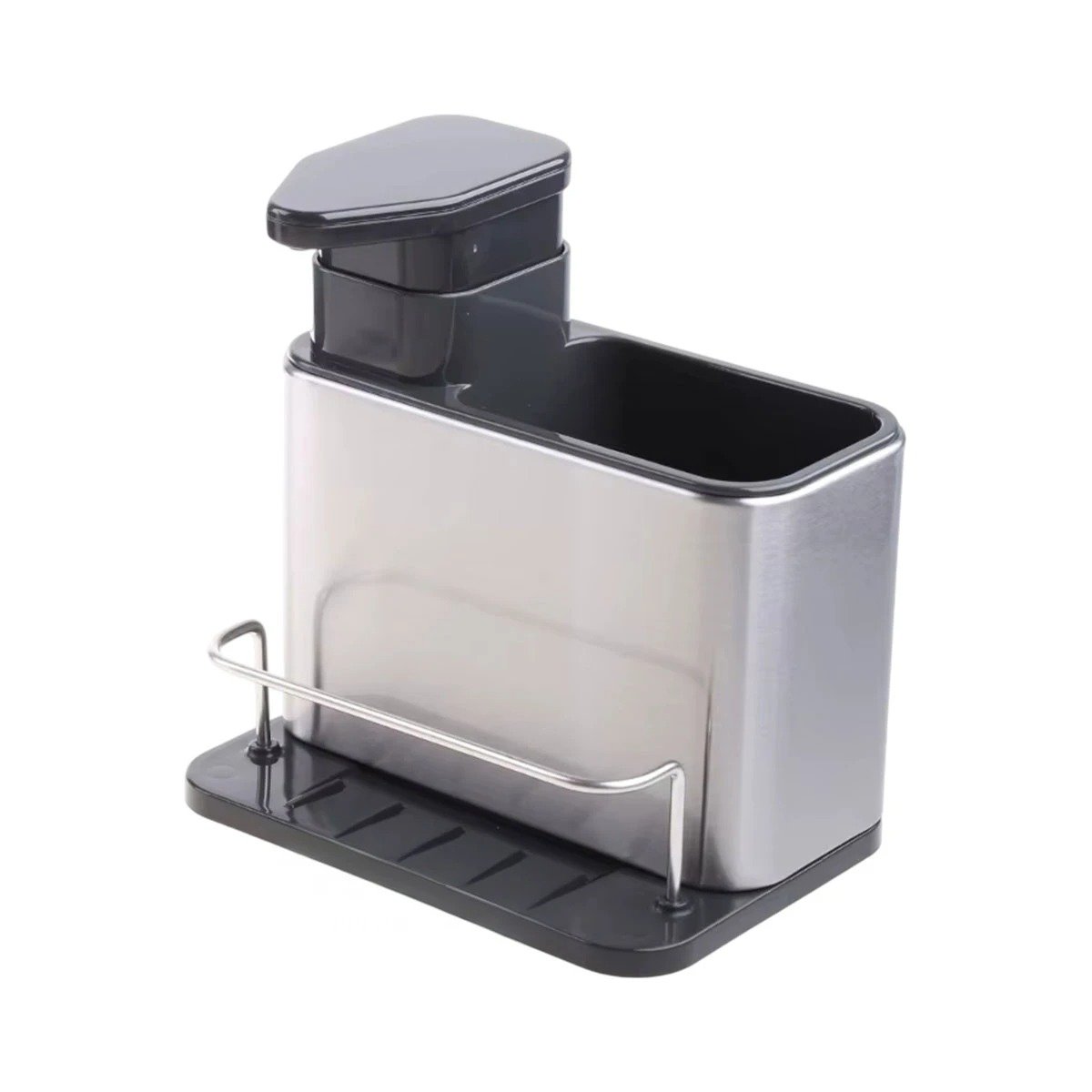DESPACHADOR DE JABON LIQUIDO 3 EN 1 CON ORGANIZADOR PLATEADO Y+PAPEL REGALO - 1