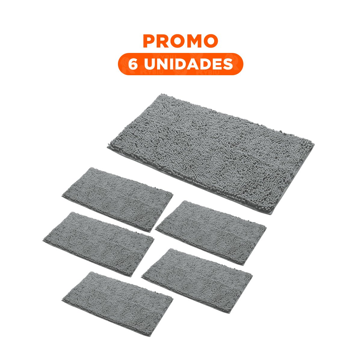 PACK6 BASE RECTANGULAR DE MICROFIBRA ANTIDESLIZANTE 40X60CM PLOMO CLARO SEGURO Y+REGALO STICKER - 1