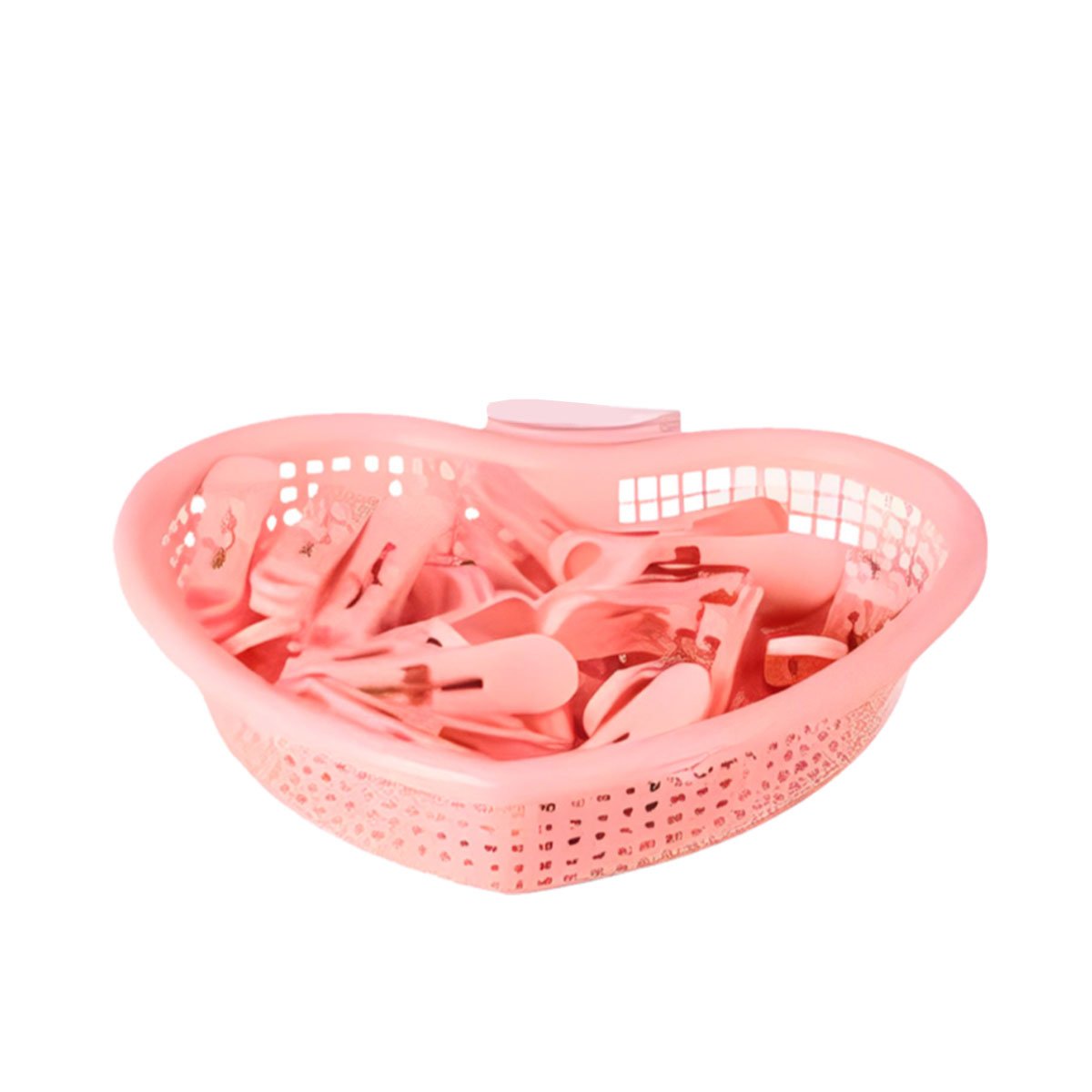 PACK12 CESTO DURABLE ROSADO CLARO EN FORMA DE CORAZON PARA GUARDAR GANCHOS Y+REGALO STICKER - 2