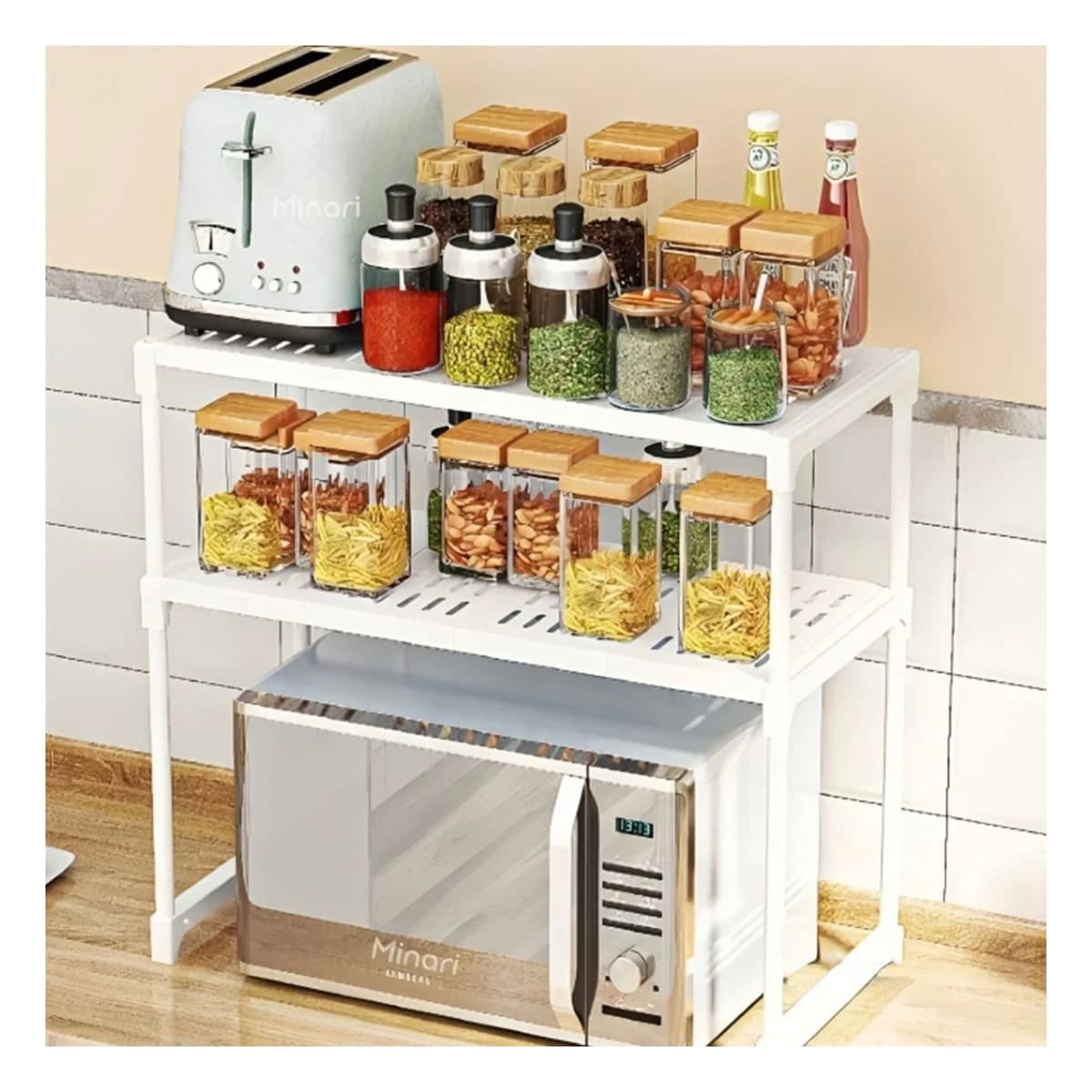 PACK4 RACK AUXILIAR 2 NIVELES BLANCO ELEGANTE Y DURADERO Y+REGALO STICKER - 3