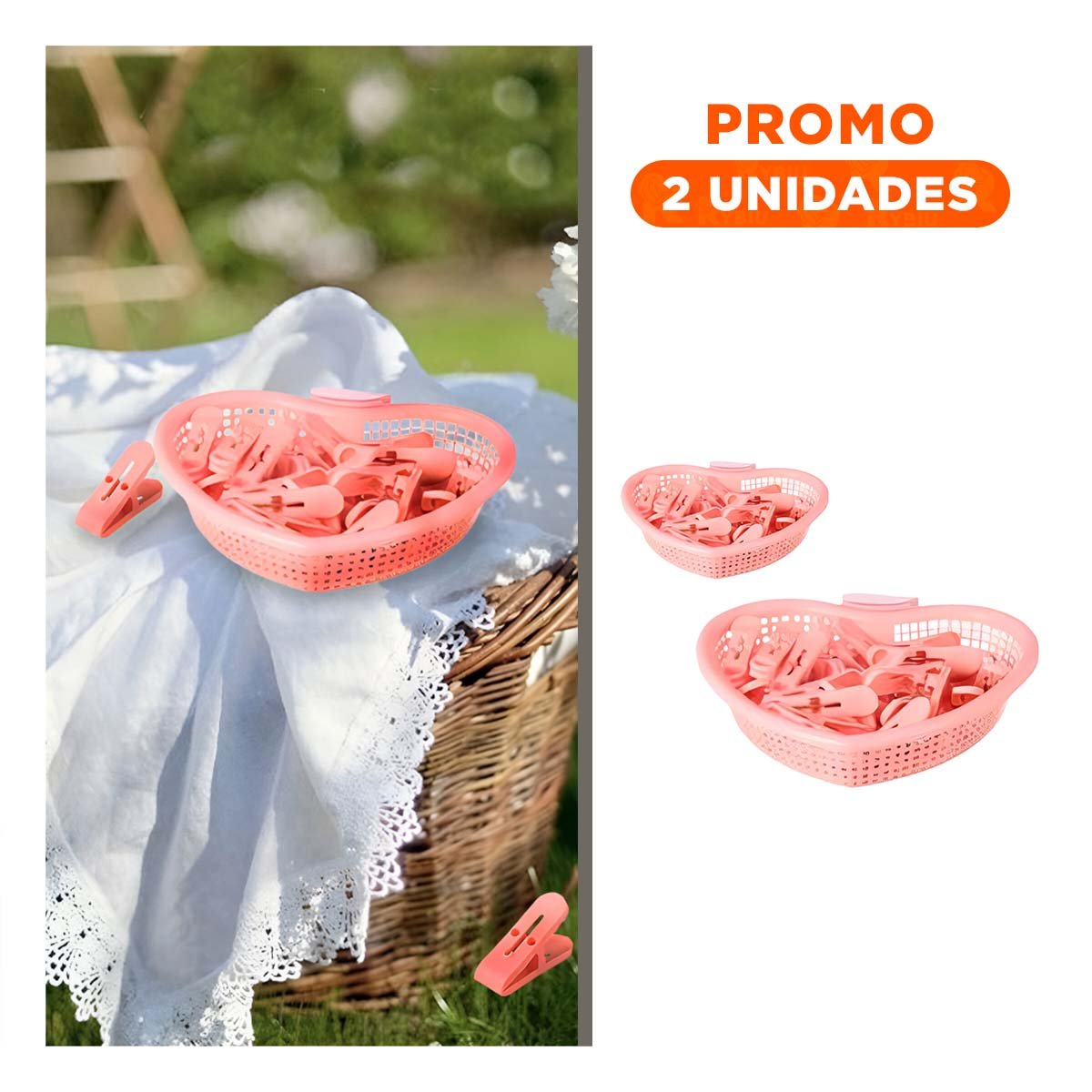 PACK2 ORGANIZADOR FUNCIONAL ROSADO CLARO EN FORMA DE CORAZON PARA GANCHOS ORDENADOS - 1