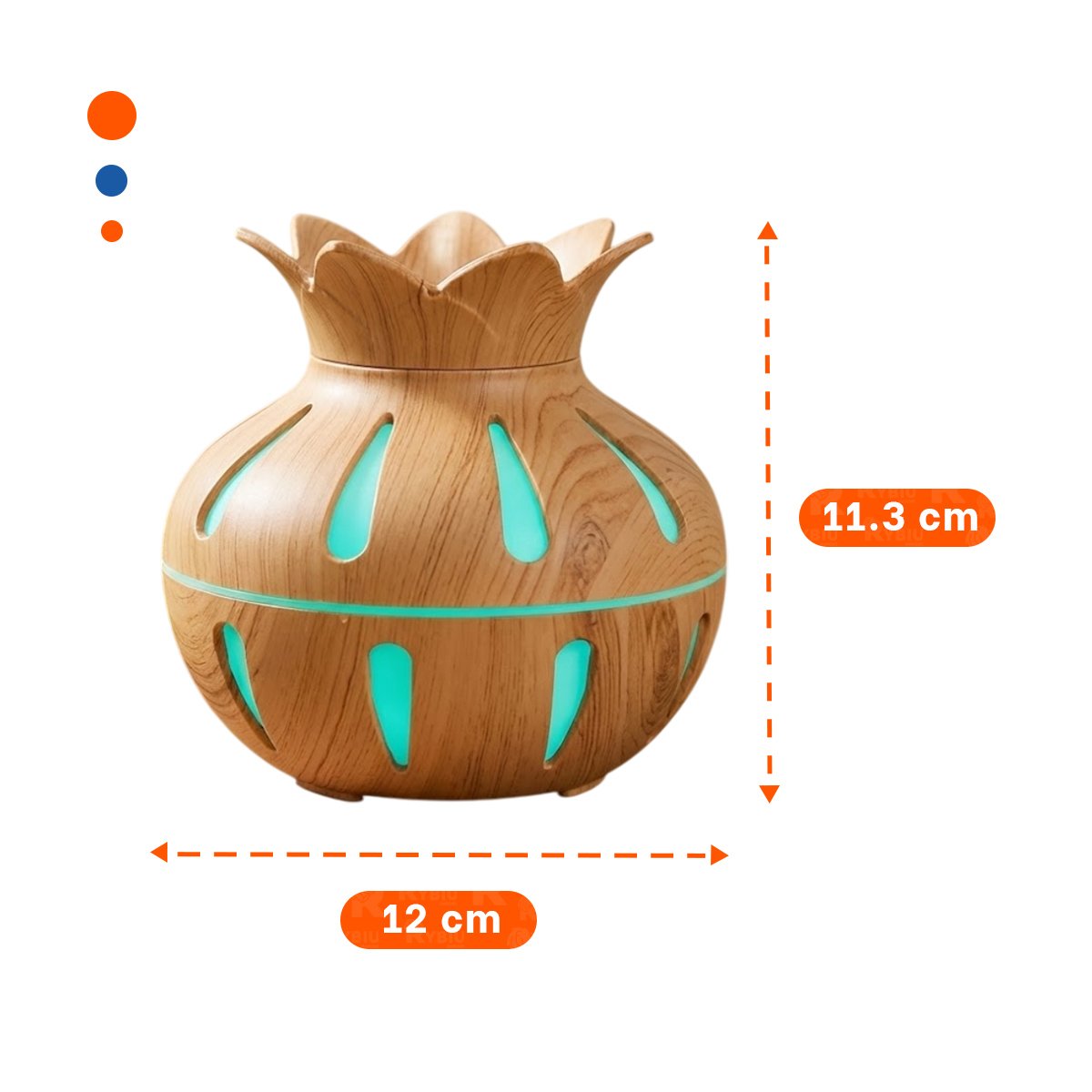 DIFUSOR PARA AMBIENTE INTERIOR CON FUNCION HUMIFICADORA FORMA DE FLOR COLOR MADERA CLARO - 4