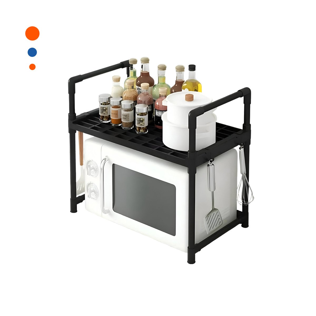 PACK12 RACK ORGANIZADOR DE MICROONDAS CON ASAS 48X26X49CM NEGRO HOGAR EXTRA Y+REGALO STICKER - 2