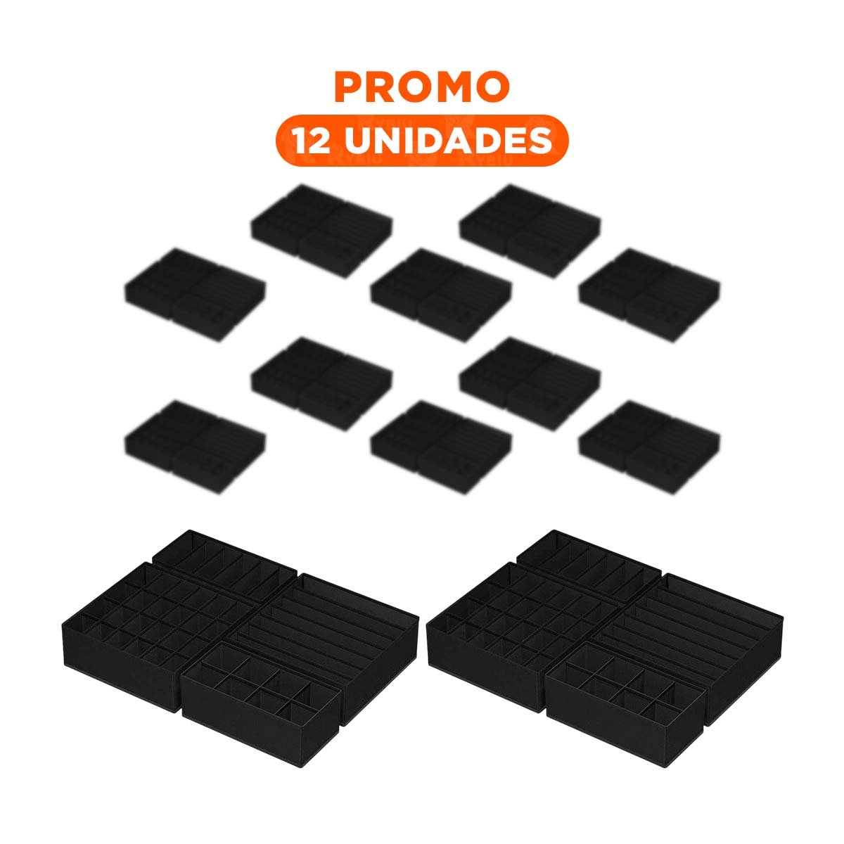 PACK12 COMPARTIMENTO DE USO DIARIO PARA ROPA INTERIOR NEGRO Y+REGALO STICKER - 1