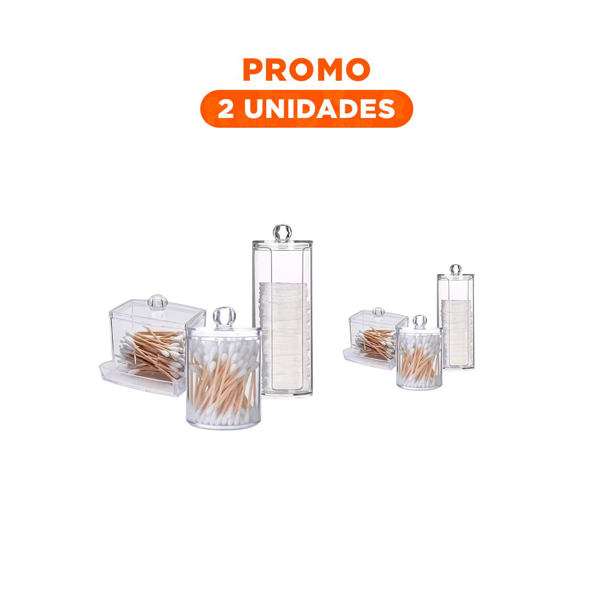 PACK2 SISTEMA DE ALMACENAMIENTO DE ACRILICO TRANSPARENTE PARA HISOPOS Y ALGODON - 1