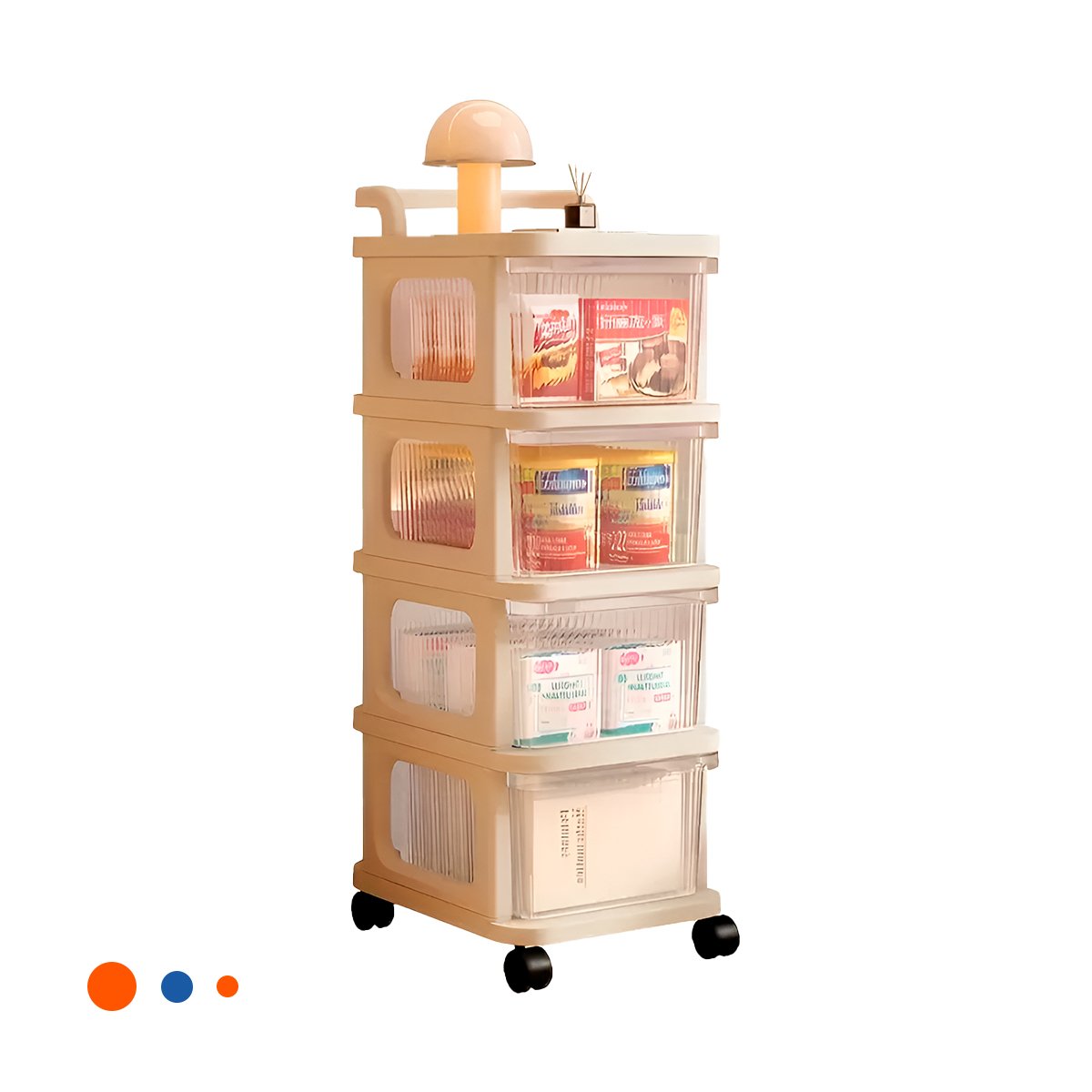 MUEBLE ORGANIZADOR CERRADO CON CAJONES 4 NIVELES Y ASA BEIGE CLARO MULTIUSO Y+PAPEL REGALO - 1