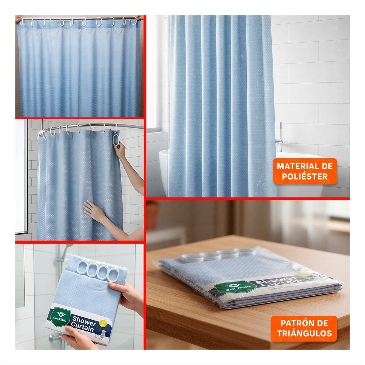 PACK12 PROTECCION CELESTE CON PATRON TRIANGULOS PARA DUCHA 180X180CM YPAPEL REGALO - 2
