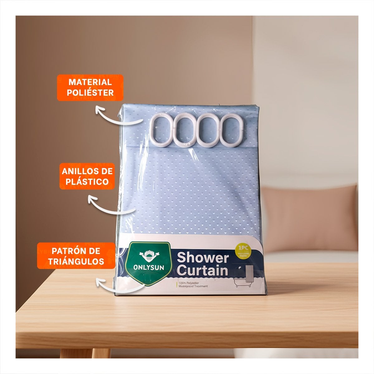 PACK12 PROTECCION CELESTE CON PATRON TRIANGULOS PARA DUCHA 180X180CM YPAPEL REGALO - 3