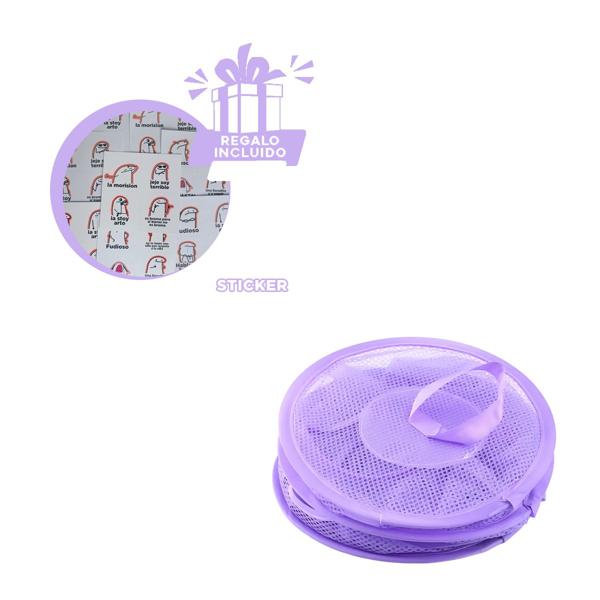 MALLA ORGANIZADORA COLGANTE 3 NIVELES MORADO RESISTENTE USO DIARIO YREGALO STICKER - 1