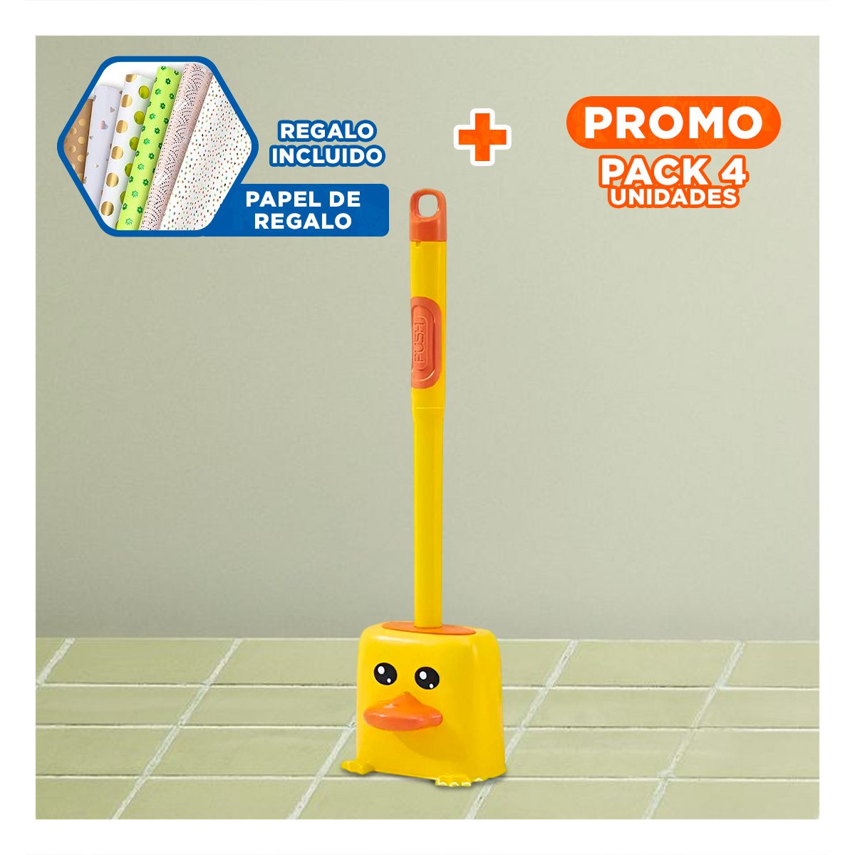 PACK4 HERRAMIENTA DOMESTICA PARA ASEO DEL INODORO CON SILICONA Y+PAPEL REGALO - 1