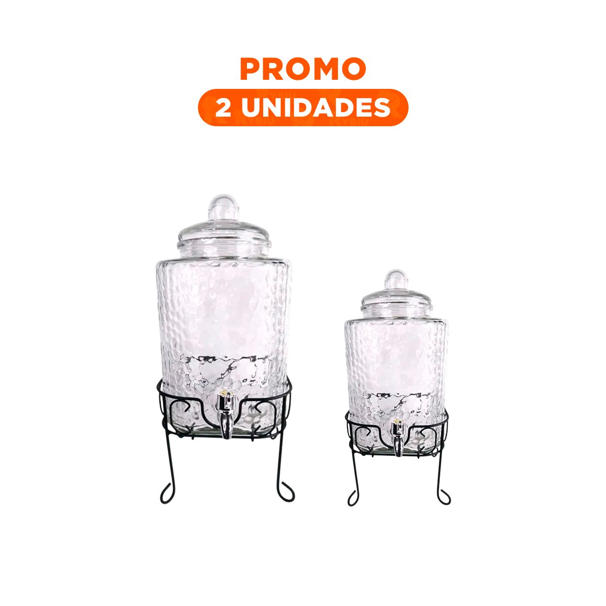 PACK2 ARTICULO DE BEBIDA TRANSPARENTE 6L CON BASE METALICA PARA USO EN CASA - 1