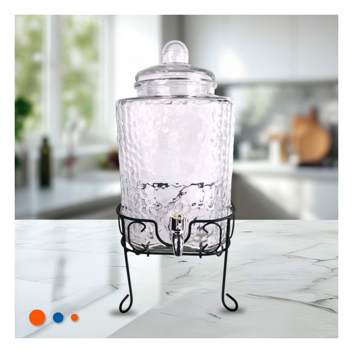 PACK2 ARTICULO DE BEBIDA TRANSPARENTE 6L CON BASE METALICA PARA USO EN CASA - 2