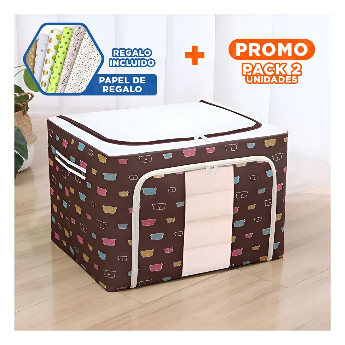 PACK2 ARCHIVADOR MULTIUSO PLEGABLE PARA HOGAR CON ESTAMPA OSOS YPAPEL REGALO - 1