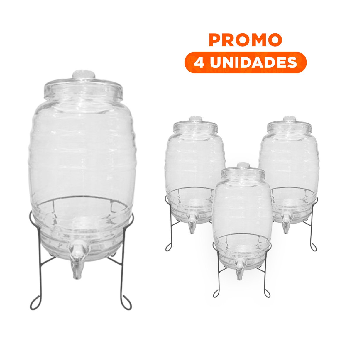 PACK4 ACCESORIO DE BEBIDAS 10L CON BASE METALICA Y TAPA CHUPON CELESTE YREGALO STICKER - 1