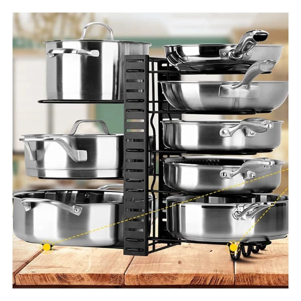 PACK12 PORTA OLLAS NEGRA VERSATIL PARA COCINA TAPAS Y OLLAS - 3