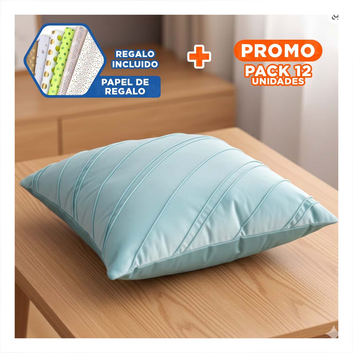 PACK12 FORRO DECORATIVO CON TERCIOPELO CELESTE CLARO Y LECTURA DIAGONAL CONTINUA Y+PAPEL REGALO - 1