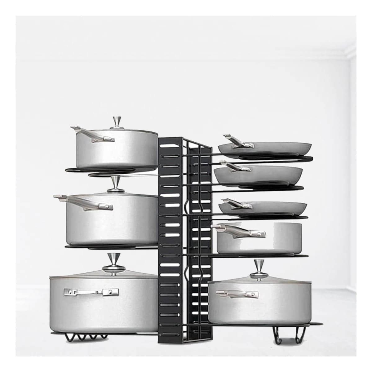 PORTA OLLAS NEGRO AJUSTABLE PARA TAPAS Y OLLAS COCINA Y+LIGAS REGALO - 1