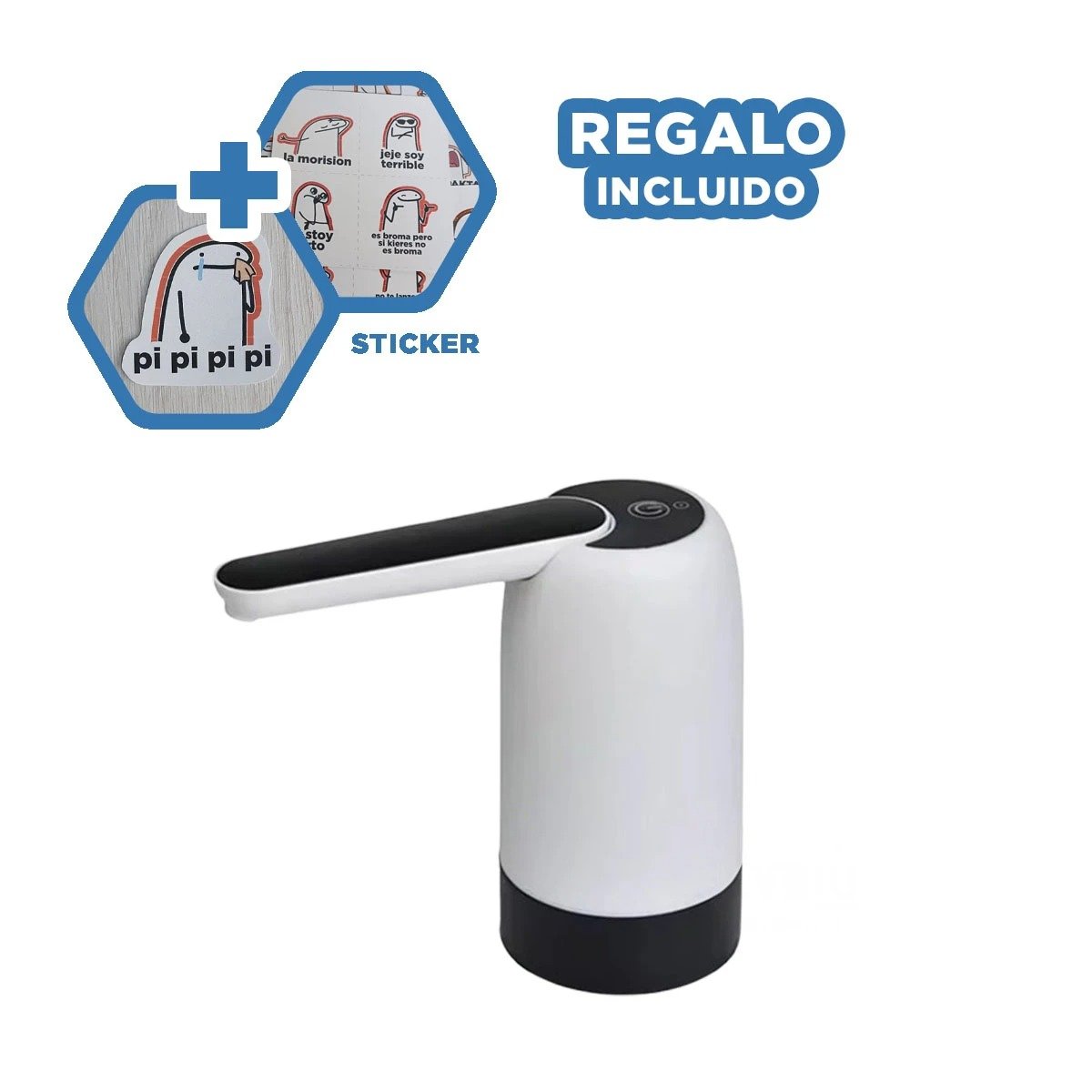 DISTRIBUIDOR DE AGUA BLANCO ELECTRICO RECARGABLE PARA AMBIENTES FAMILIARES YREGALO STICKER - 1