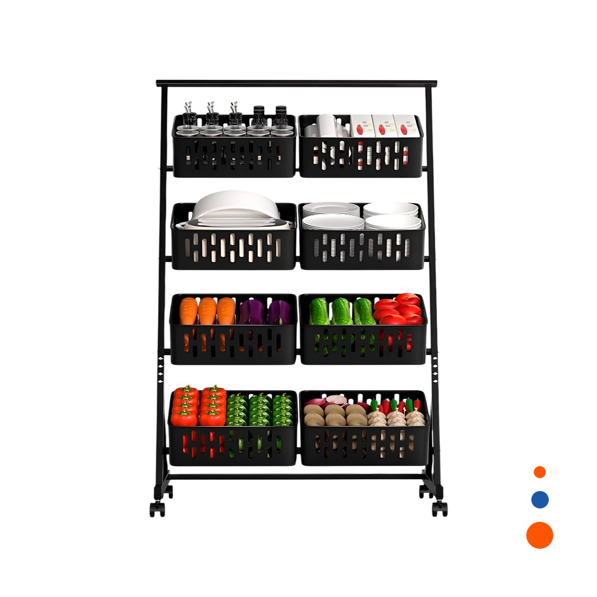 PACK2 MODULO ORGANIZADOR CON 4 NIVELES Y 8 BANDEJAS PARA HOGAR FUNCIONAL NEGRO YREGALO STICKER - 2