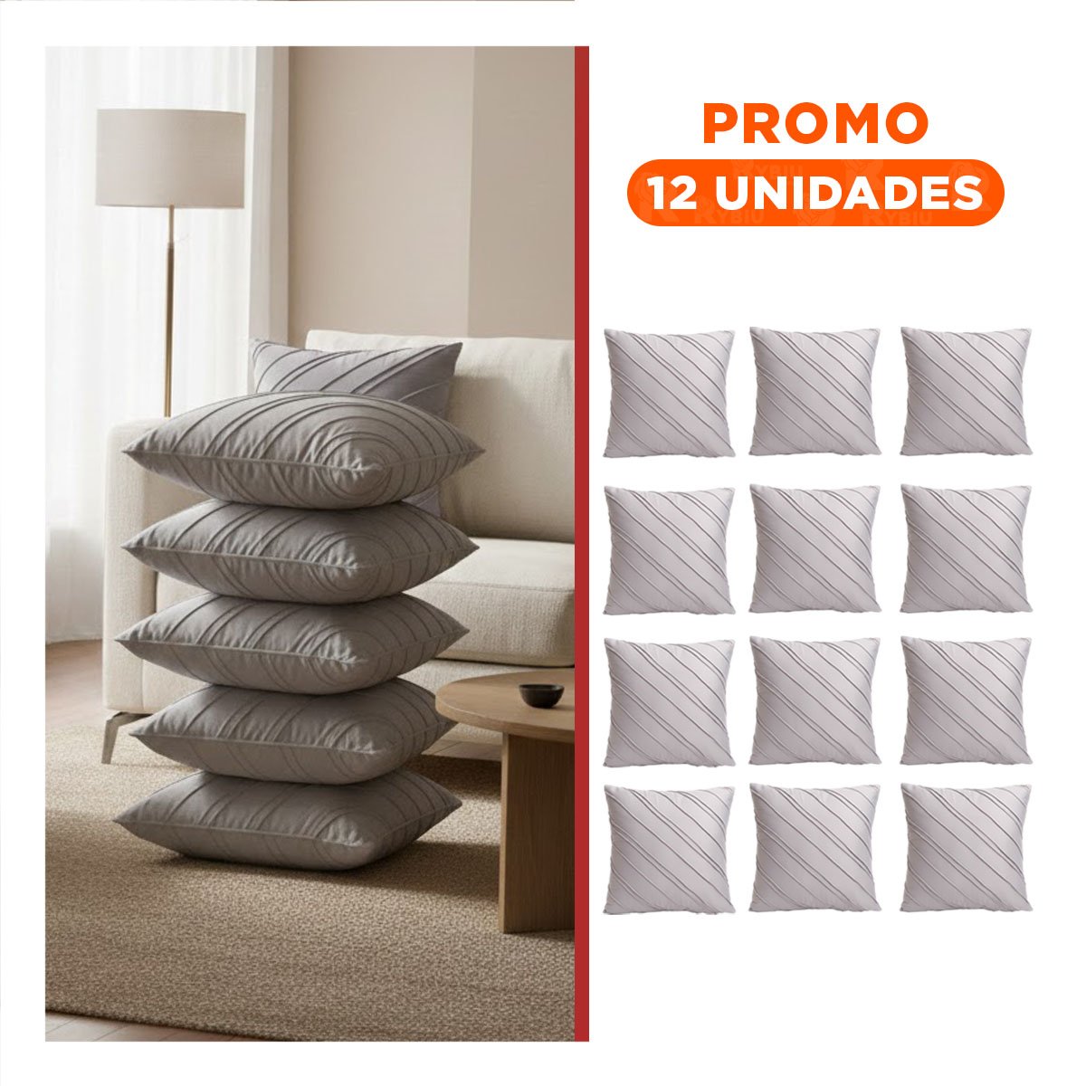 PACK12 FORRO CON SUPERFICIE DE TERCIOPELO Y EXPRESION DIAGONAL EN PLOMO CLARO YREGALO STICKER - 1