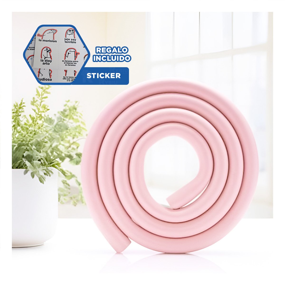 GUARDA ESQUINA DE ESPUMA FLEXIBLE PARA BORDES FILOSOS DE MUEBLES HOGAR ROSA YREGALO STICKER - 1