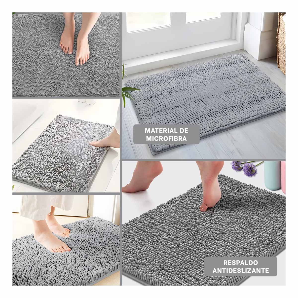 ALFOMBRA RECTANGULAR DE MICROFIBRA 40X60CM COLOR PLOMO CLARO PARA HOGAR MODERNO - 5