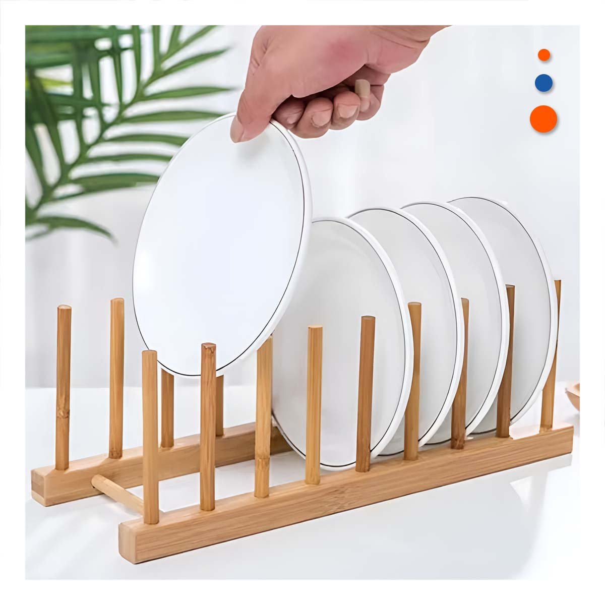 PACK4 ORGANIZADOR RECTANGULAR DE BAMBU CON OCHO DIVISIONES UTILES PARA ESCRITORIO COLOR MADERA - 2