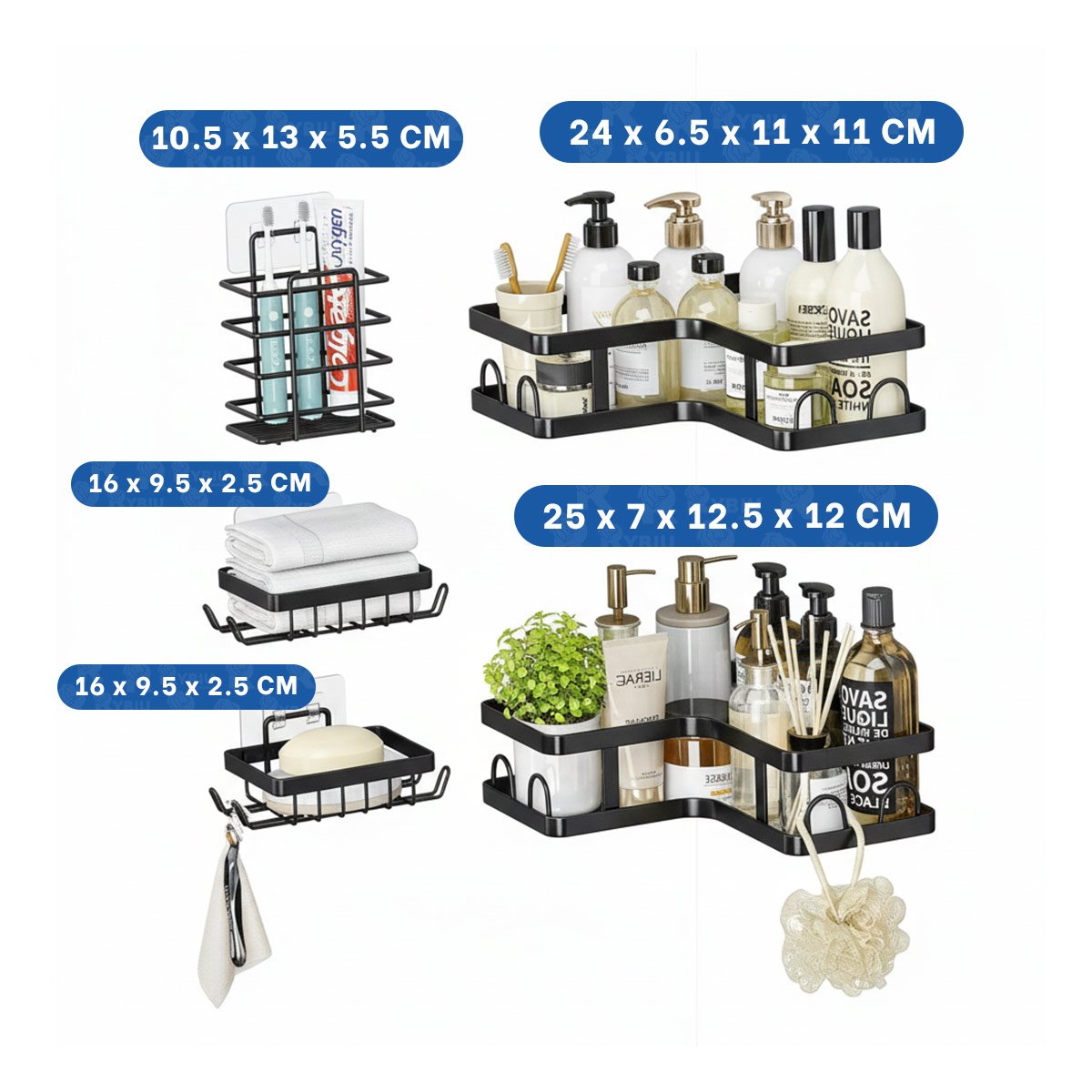 PACK2 RACK ESQUINERO 5 PIEZAS NEGRO PARA ORDENAR ESPACIOS DEL HOGAR - 4