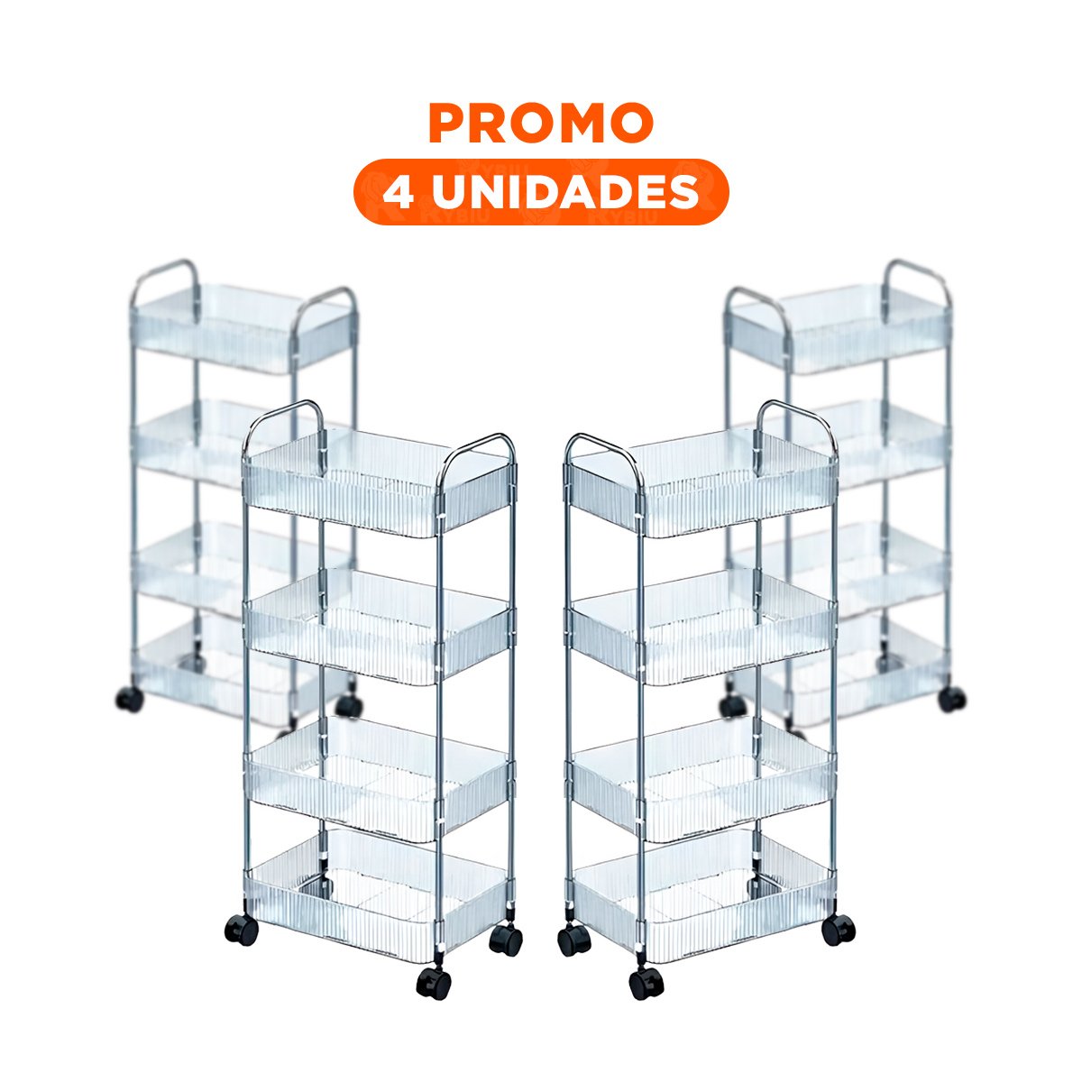 PACK4 ORGANIZADOR ELEGANTE DE ACRILICO 4 NIVELES CON ASAS TRANSPARENTE Y+REGALO STICKER - 1